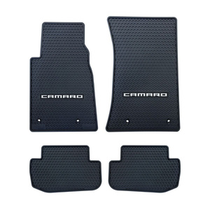 Our 5th-gen Camaro floor mats stand out above all the rest. Providing a perfect fit, they protect the factory carpet from water, snow, ice, mud, sand, and road salt. These Camaro all-weather floor mats are made of a durable rubberized vinyl that provides a heavy-duty, slip-resistant barrier. Plus, the Camaro logo is prominently featured in the middle of each of our high-quality rubber car mats.