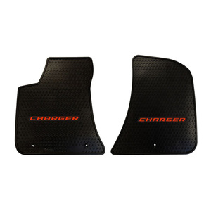 These are no ordinary floor mats. Resisting everything from dirt, rain, or snow to beverage spills, our Charger floor mats fit perfectly in the floor well and sport a red logo. The durable rubber vinyl material resists damage and wear and tear for many years.
