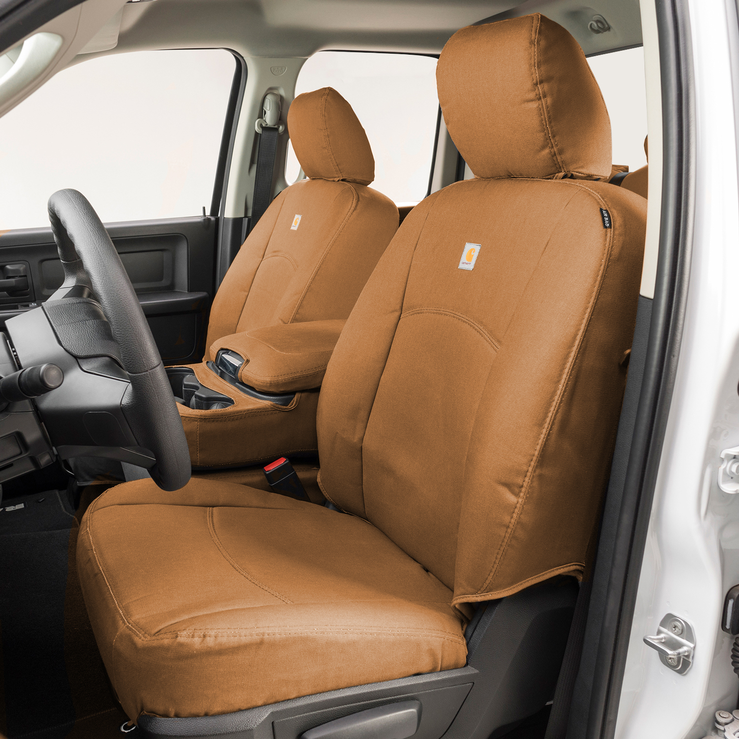 The ultimate Carhartt&reg; Seat Covers that combine the rugged protection and style you expect from Carhartt&reg; with an ultra-comfortable foam-backing to make any drive better.  When it comes to protecting your vehicle's seats from the damaging effects of water, mud, grease, oil, food, and dirt, Carhartt&reg; fabric is the protection you'll love. Tough as nails, these covers are finely crafted and sewn from the firm-hand Carhartt&reg; duck weave fabric and double stitched at the main seams.